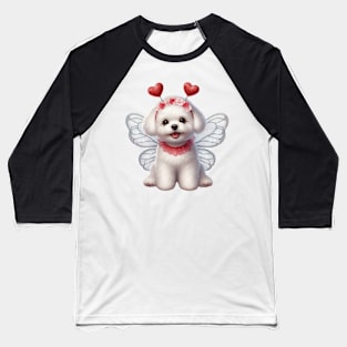 Valentine Fairy Bichon Frisé Dog Baseball T-Shirt